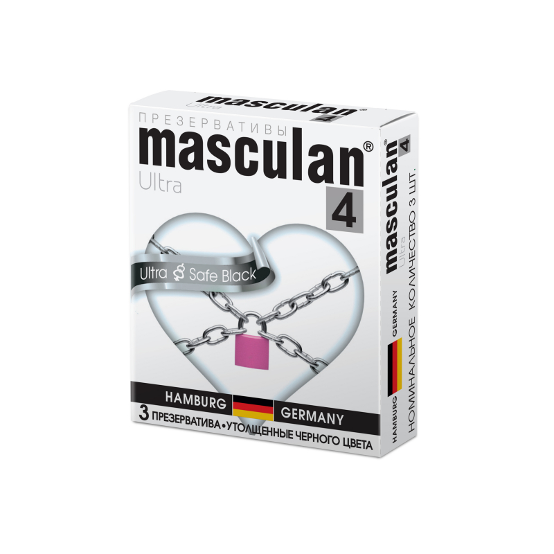 Презервативы "Masculan Ultra&Strong" черные, анальные, 3шт   